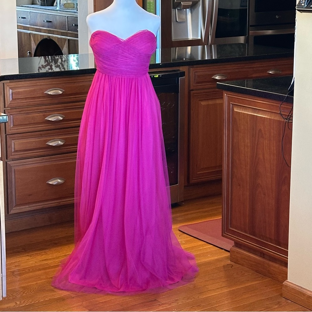 Elegant Pink Strapless Evening Gown